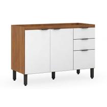Gabinete de Cozinha Modulado Balcão Firenze 3 Portas e 2 Gaveta s/ Tampo p/Pia 120cm Amendola/Branco - Demóbile