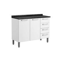 Gabinete de Cozinha Modulado Balcão Gourmet 2 Portas e 4 Gavetas c/Tampo Branco - Bertolini