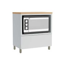 Gabinete de Cozinha Modulado Balcão Marquesa Forno 1 Gaveta c/ Tampo 80cm Branca/Nature - Nesher