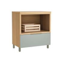 Gabinete de Cozinha Modulado Balcão Marquesa Forno 1 Gaveta c/ Tampo 80cm Nature/Verde - Nesher