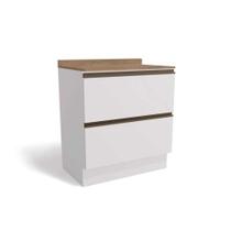 Gabinete de Cozinha Modulado Balcão Maxxi G755 2 Gavetas c/Tampo 80cm Branco/Nogal - Kappesberg