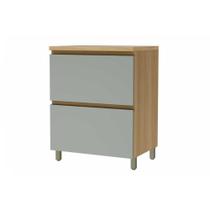 Gabinete de Cozinha Modulado Balcão Rainha 1 Porta e 1 Gaveta c/ Tampo 70cm Nature/Verde - Nesher