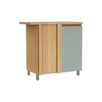 Gabinete de Cozinha Modulado Balcão Rainha Canto Reto Dir/Esq 1 Porta c/Tampo 92cm Nature/Verde - Nesher