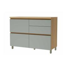 Gabinete de Cozinha Modulado Balcão Rainha p/Pia 1Porta Basculante e 4Gaveta c/Tampo 120 cm Nature/Verde - Nesher