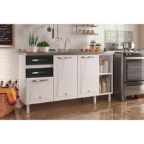 Gabinete de Cozinha Modulado Balcão Star New 3 Portas e 2 Gavetas s/Tampo 150cm Preto - Telasul