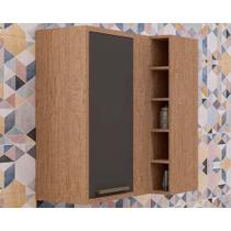 Gabinete de Cozinha Modulado Canto Syrah 1 Porta e 5 Nichos 88cm Castanho/Chumbo - Ronipa