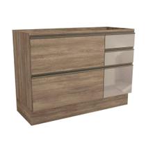 Gabinete de Cozinha Modulado Maxxi G747 1 Portas e 4 Gavetas c/ Vidro s/ Tampo Nogal - Kappesberg