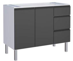 Gabinete de Cozinha Preto em Aço Montado 115cm Gaia Flat Cozimax Gabinete de Cozinha Preto em Aço Montado 115cm Gaia Flat Cozimax
