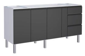 Gabinete de Cozinha Preto em Aço Montado 175cm Gaia Flat Cozimax Gabinete de Cozinha Preto em Aço Montado 175cm Gaia Flat Cozimax