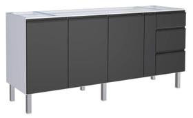 Gabinete de Cozinha Preto em Aço Montado 195cm Gaia Flat Cozimax Gabinete de Cozinha Preto em Aço Montado 195cm Gaia Flat Cozimax