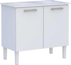 Gabinete de Lavanderia Branco em Aço 100x50 cm com Tanque Sintético Branco Venus Cozimax