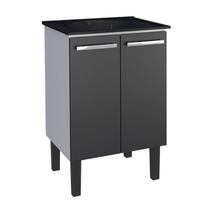 Gabinete de Lavanderia Montado em Aço Preto 60cm c/ Tanque Sintético Preto Vênus Cozimax