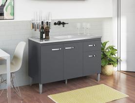 Gabinete de Pia Armário Gabriela 120cm Cinza S/Tampo - AJL Móveis