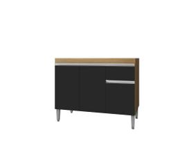 Gabinete de Pia Armário Tatiane 100cm Amêndoa/Preto S/Tampo - AJL Móveis