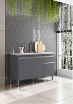 Gabinete de Pia Armário Tatiane 120cm Cinza S/Tampo - AJL Móveis