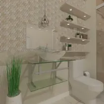 Gabinete de vidro 40cm ac com cuba oval incolor Gabinete de vidro 40cm ac com cuba oval incolor