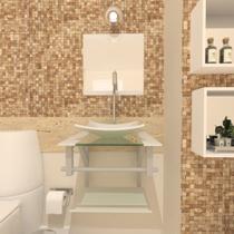 Gabinete de vidro 40cm ac com cuba quadrada - branco