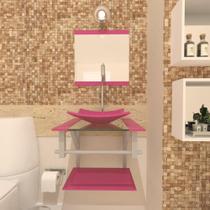 Gabinete De Vidro 40Cm Ac Com Cuba Quadrada - Rosa Gabinete De Vidro 40Cm Ac Com Cuba Quadrada - Rosa