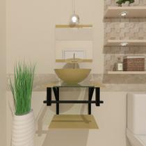 Gabinete de vidro 40cm ap com cuba redonda champanhe