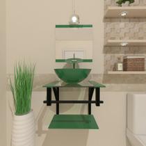 Gabinete de vidro 40cm ap com cuba redonda verde Gabinete de vidro 40cm ap com cuba redonda verde