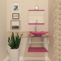 Gabinete De Vidro 45Cm Ac Com Cuba Quadrada - Rosa Gabinete De Vidro 45Cm Ac Com Cuba Quadrada - Rosa