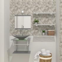 Gabinete de vidro 45cm ac com cuba retangular - prata Gabinete de vidro 45cm ac com cuba retangular - prata