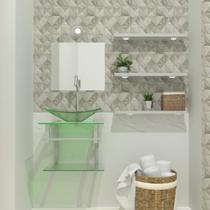 Gabinete De Vidro 45Cm Ac Cuba Retangular Incolor + Torneira Gabinete De Vidro 45Cm Ac Cuba Retangular Incolor + Torneira