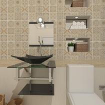 Gabinete De Vidro 45Cm Iq Cuba Retangular Preto + Torneira Gabinete De Vidro 45Cm Iq Cuba Retangular Preto + Torneira