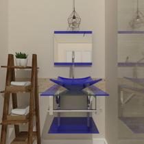 Gabinete de vidro 45cm iq inox com cuba quadrada - azul escuro - Cubas e Gabinetes