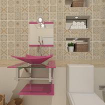 Gabinete De Vidro 45Cm Iq Inox Com Cuba Retangular - Rosa Gabinete De Vidro 45Cm Iq Inox Com Cuba Retangular - Rosa