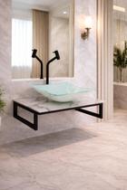 Gabinete de vidro 50cm com cuba quadrada - mármore branco