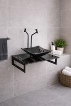 Gabinete de vidro 50cm com cuba quadrada - mármore preto