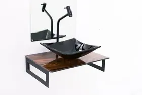 Gabinete de vidro 50cm para banheiro chipre madeira nogueira ek Gabinete de vidro 50cm para banheiro chipre madeira nogueira ek