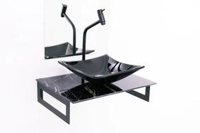 Gabinete de vidro 50cm para banheiro chipre mármore preto
