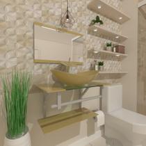 Gabinete de vidro 60cm ac com cuba oval champanhe