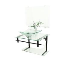 Gabinete De Vidro 60Cm Ap Com Cuba Quadrada - Incolor