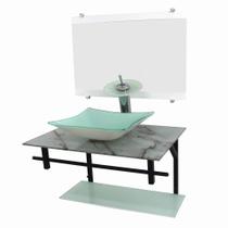 Gabinete de vidro 60cm ap com cuba quadrada -mármore branco