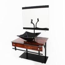 Gabinete De Vidro 60Cm Apx Com Cuba Quadrada Gabinete De Vidro 60Cm Apx Com Cuba Quadrada