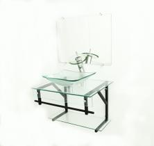 Gabinete de vidro 60cm apx com cuba quadrada - incolor Gabinete de vidro 60cm apx com cuba quadrada - incolor