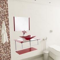 Gabinete De Vidro 60cm C/ Cuba Para Banheiros Dubai - Cores - Vildrex