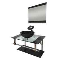 Gabinete De Vidro 60Cm Iq Inox Com Cuba Redonda - Preto Gabinete De Vidro 60Cm Iq Inox Com Cuba Redonda - Preto