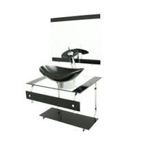 Gabinete De Vidro 60Cm It Inox Com Cuba Oval - Preto