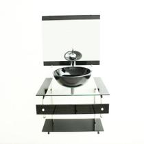 Gabinete De Vidro 60Cm It Inox Com Cuba Redonda - Preto