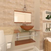 Gabinete de vidro 70cm ac cuba redonda dourado real