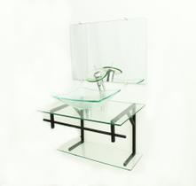 Gabinete de vidro 70cm ap com cuba retangular - incolor
