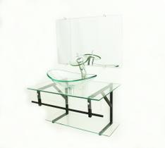 Gabinete de vidro 70cm apx com cuba oval - incolor