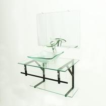 Gabinete de vidro 70cm apx com cuba quadrada - incolor