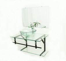 Gabinete de vidro 70cm apx com cuba redonda - incolor - Cubas e Gabinetes