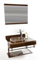 Gabinete de vidro 70cm full curvado duplo inox marrom