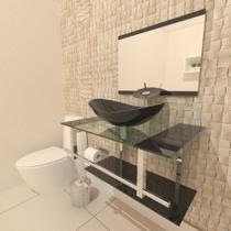 Gabinete de vidro 70cm iq inox com cuba oval - grafite